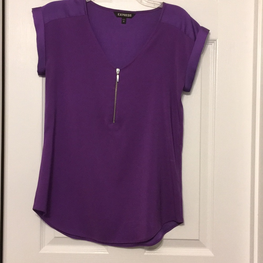 Purple express blouse with zipper